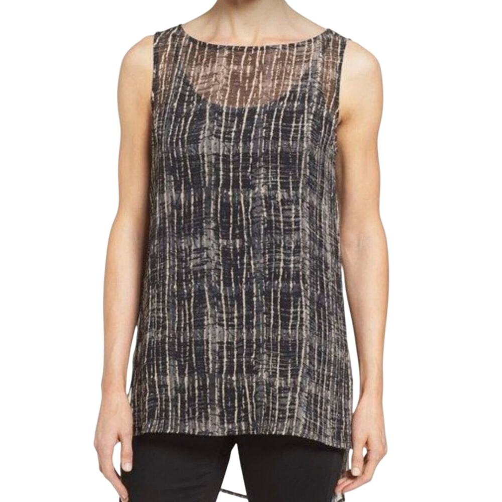 Eileen Fisher Women’s Silk Sleeveless Textured Loose Layer Tunic Size L